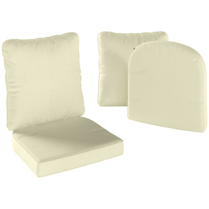 Set of 2 Seat Cushions with Backrest, Comfortable Breathable Seat and Back Cushion, Removable UV-Resistant Cover for Outdoor and Indoor, Cream