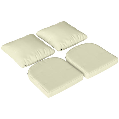 Set of 2 Seat Cushions with Backrest, Comfortable Breathable Seat and Back Cushion, Removable UV-Resistant Cover for Outdoor and Indoor, Cream