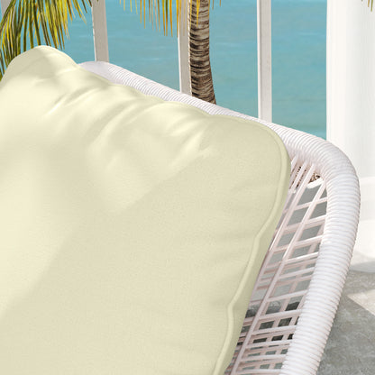 Set of 2 Seat Cushions with Backrest, Comfortable Breathable Seat and Back Cushion, Removable UV-Resistant Cover for Outdoor and Indoor, Cream