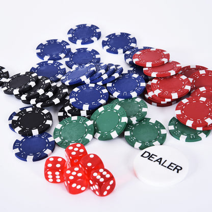 Poker Set 200 Poker Chips 2xCard Deck 5xDice 1xAluminum Case Poker Chip Set Jetons Aluminum+ Polystyrene 29.5x20.5x6.5 cm