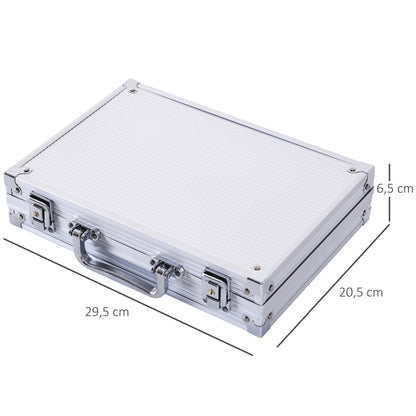 Poker Set 200 Poker Chips 2xCard Deck 5xDice 1xAluminum Case Poker Chip Set Jetons Aluminum+ Polystyrene 29.5x20.5x6.5 cm