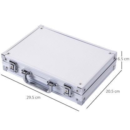 Poker Set 200 Poker Chips 2xCard Deck 5xDice 1xAluminum Case Poker Chip Set Jetons Aluminum+ Polystyrene 29.5x20.5x6.5 cm