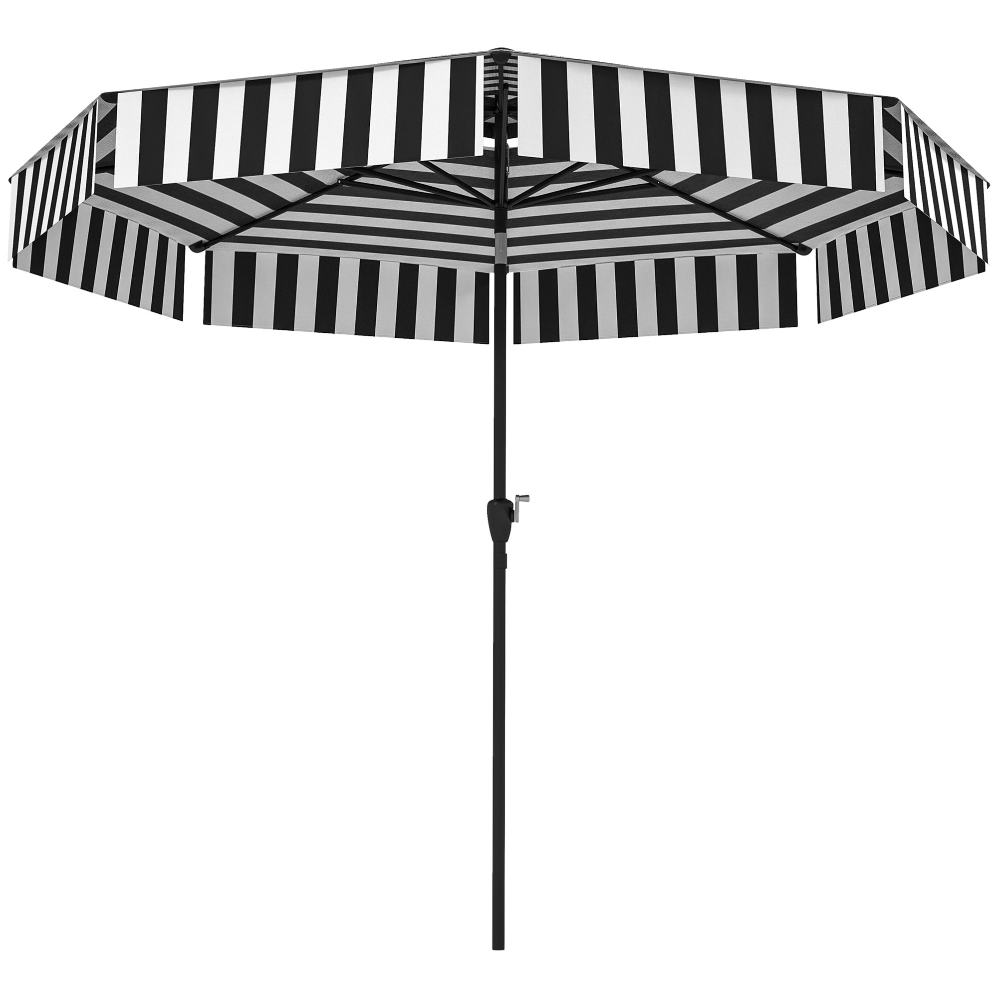 Patio Umbrella Ø263 cm Garden Umbrella with Adjustable Angle and Crank UV30+ Protection Sunshade for Patio Terrace Black and White