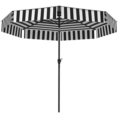 Patio Umbrella Ø263 cm Garden Umbrella with Adjustable Angle and Crank UV30+ Protection Sunshade for Patio Terrace Black and White