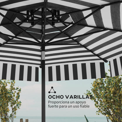 Patio Umbrella Ø263 cm Garden Umbrella with Adjustable Angle and Crank UV30+ Protection Sunshade for Patio Terrace Black and White