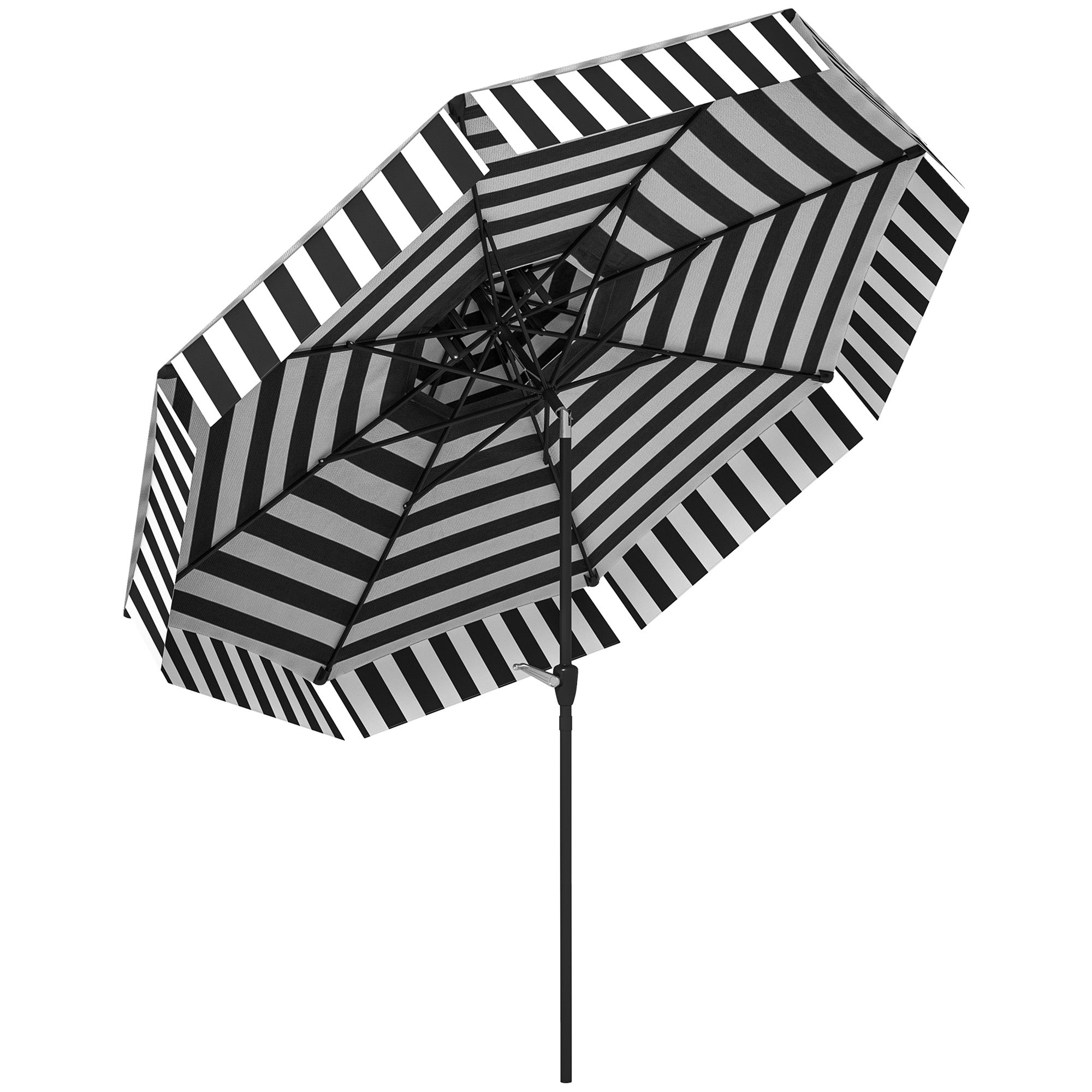 Patio Umbrella Ø263 cm Garden Umbrella with Adjustable Angle and Crank UV30+ Protection Sunshade for Patio Terrace Black and White