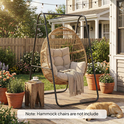 A-Frame Hanging Chair Stand — Steel Frame for Hanging Basket/Chair, Up to 150 kg (330 lb), Indoor & Outdoor, Black