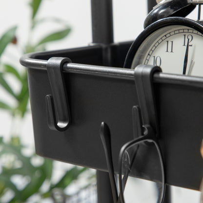 3-Tier Serving Cart with Handle, Rolling Kitchen Cart with Hooks and Storage Baskets, Multi-Purpose Cart for Kitchen, Office, Bathroom, Black