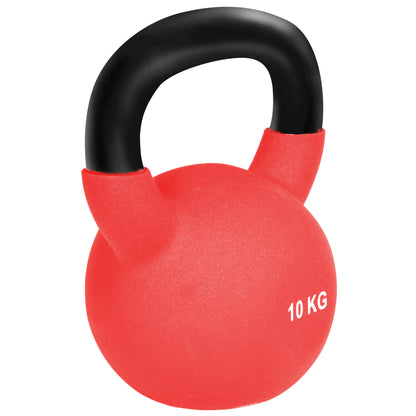 10 kg Cast Iron Kettlebell with Neoprene Coating and Wide Handle Dumbbell Weight Ball for Strength Training in Gym Home 19x12x22 cm Red