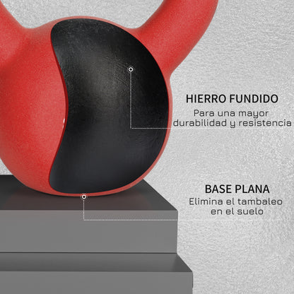 10 kg Cast Iron Kettlebell with Neoprene Coating and Wide Handle Dumbbell Weight Ball for Strength Training in Gym Home 19x12x22 cm Red