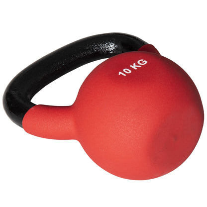 10 kg Cast Iron Kettlebell with Neoprene Coating and Wide Handle Dumbbell Weight Ball for Strength Training in Gym Home 19x12x22 cm Red