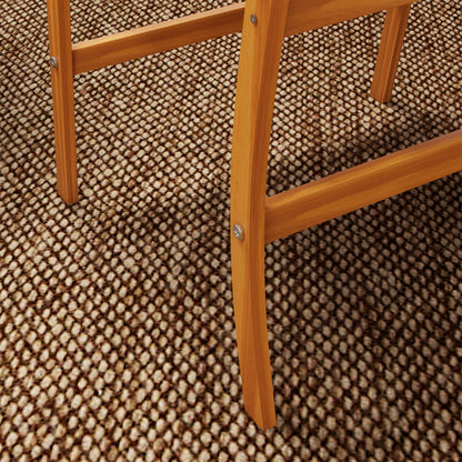 3-Piece Pine Wood Garden Set, Outdoor Set with Round Table Ø68x78 cm and 2 Chairs 55x52x87.5 cm with Cushions, Brown and Cream