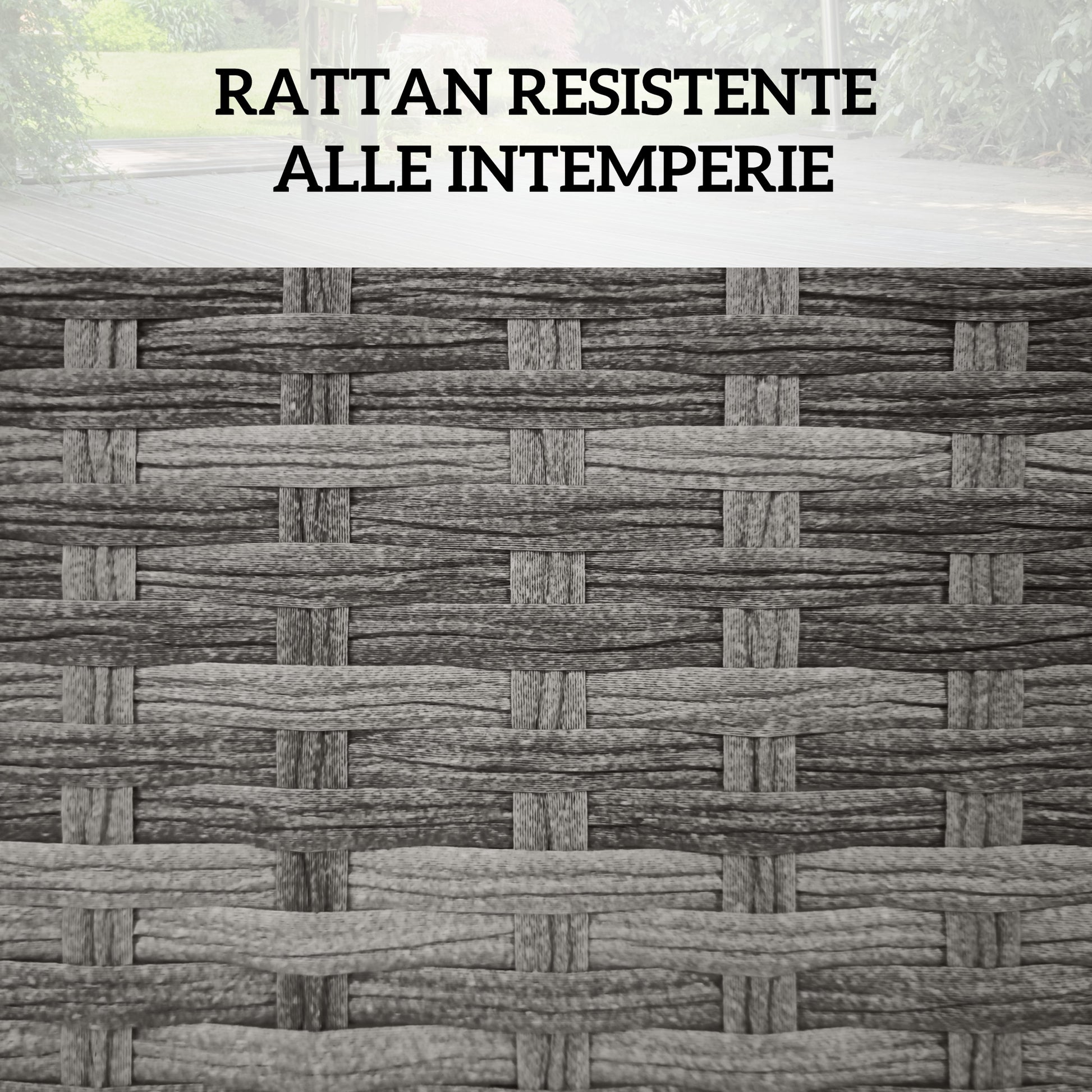 Garden Box in PE Rattan, Outdoor Storage Bench with Non-slip Feet and Waterproof Fabric Lining, 57x34x62cm, Gray and Beige