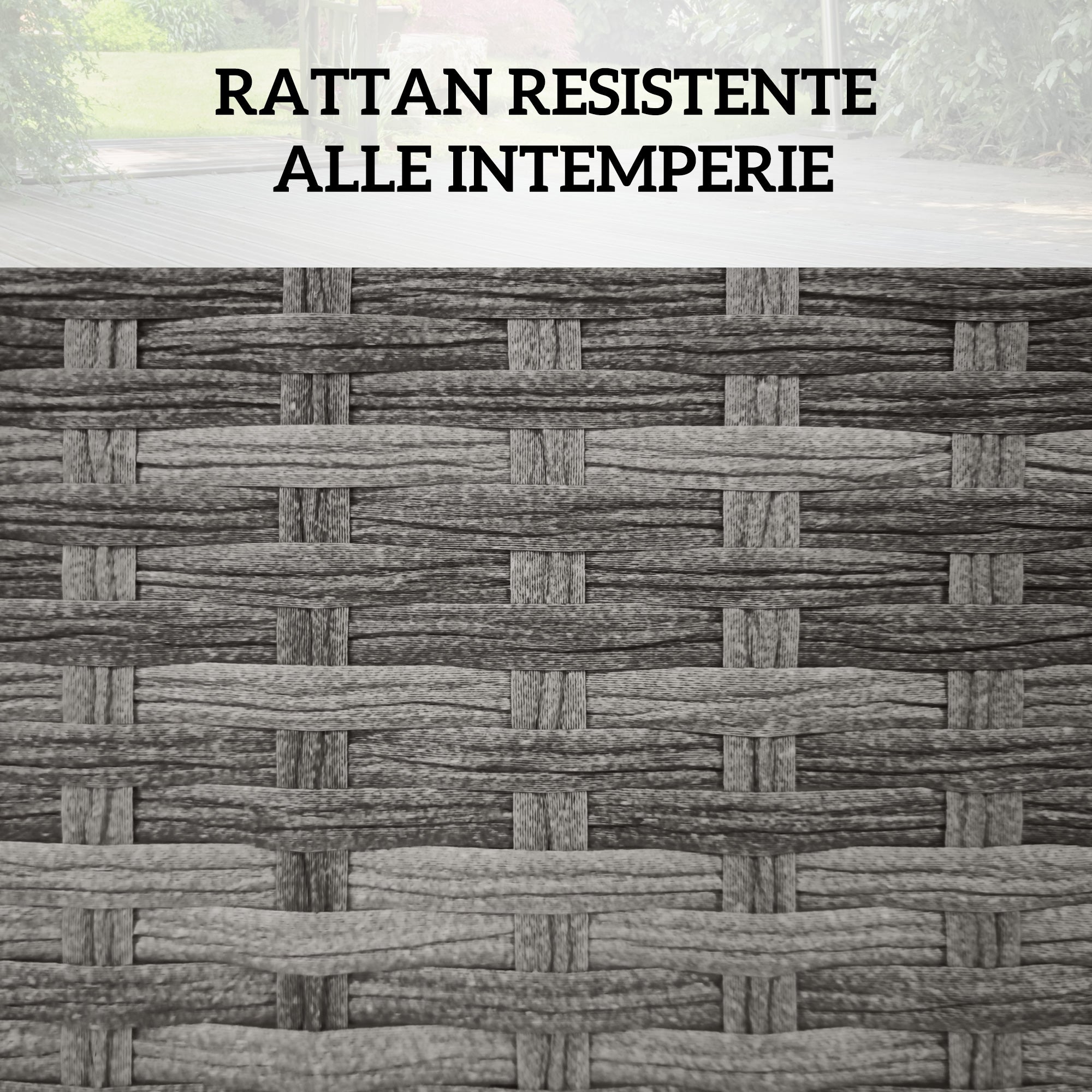 Garden Box in PE Rattan, Outdoor Storage Bench with Non-slip Feet and Waterproof Fabric Lining, 57x34x62cm, Gray and Beige