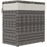 Garden Box in PE Rattan, Outdoor Storage Bench with Non-slip Feet and Waterproof Fabric Lining, 57x34x62cm, Gray and Beige