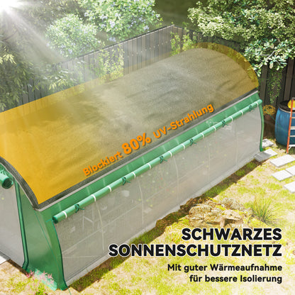 Greenhouse 6 x 3 x 2 m Foil Greenhouse with 12 Windows, Roll Doors, Roll-up Side Walls, UV-Resistant Foil Tunnel, Winterproof Tomato House with Ground Anchors, Green