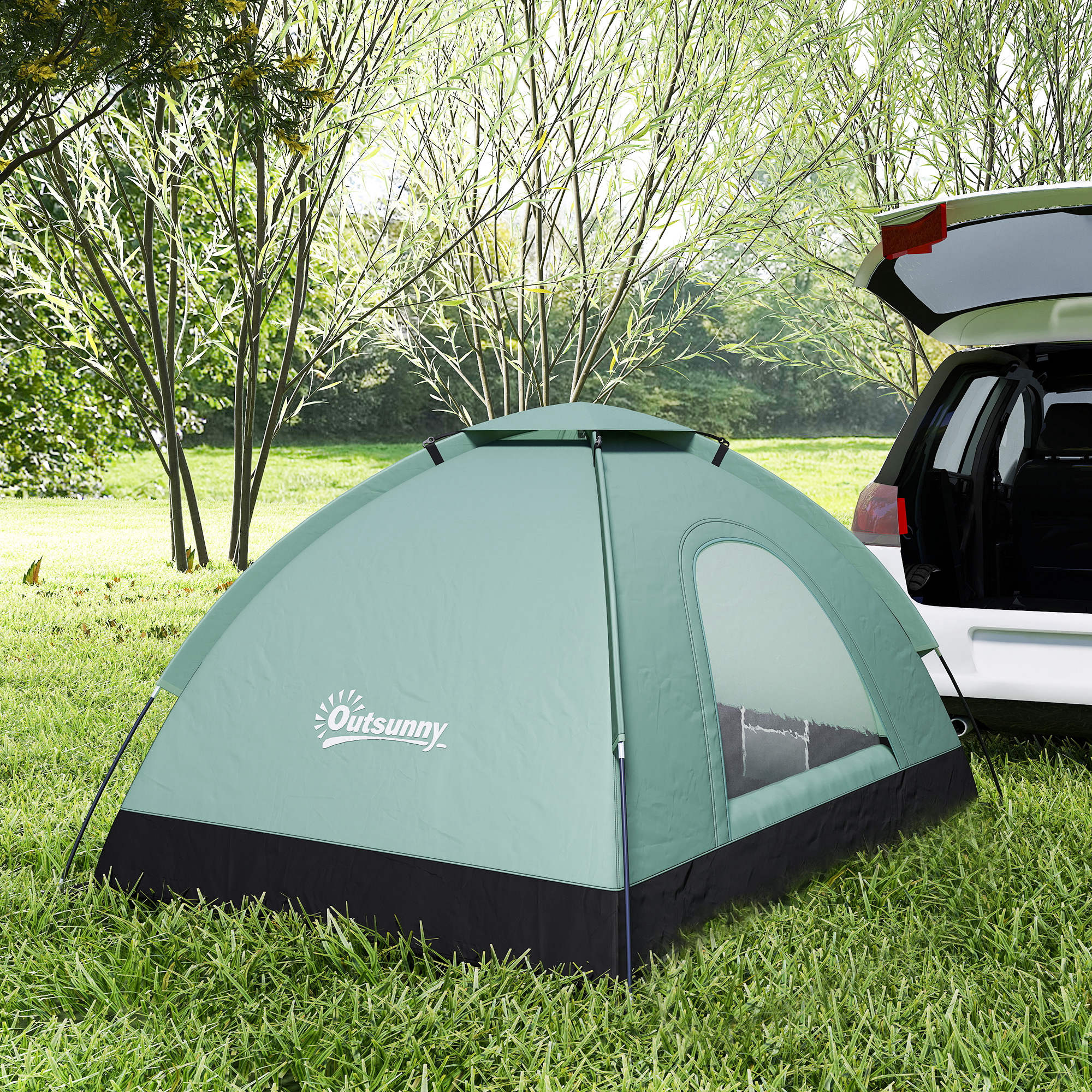 2-Person Camping Tent, Camouflage Dome Tent Lightweight Ventilated Easy to Assemble with Zippered Doors, Storage Pocket, Carry Bag Included Oxford dimensions 206L x 185W x 120H cm
