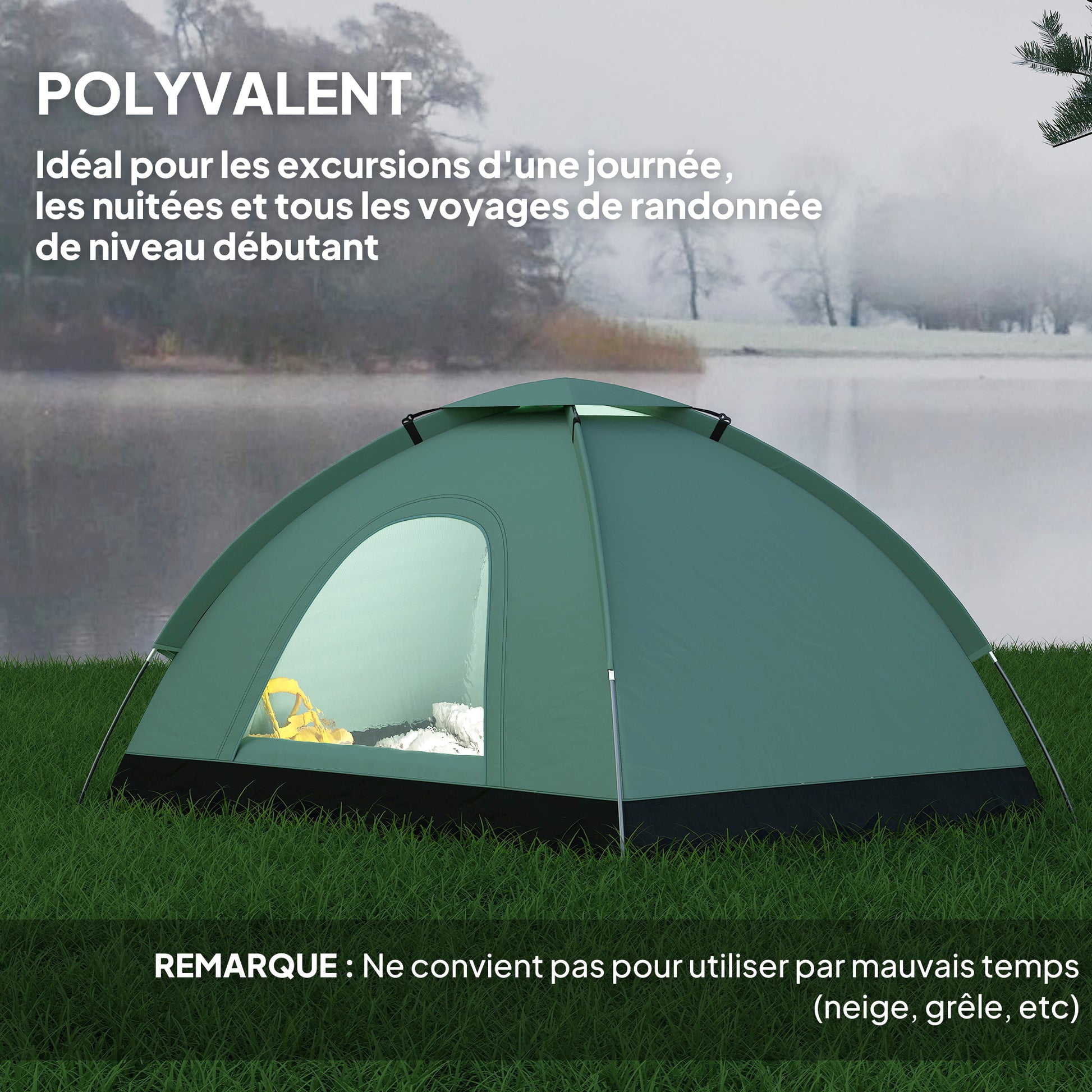 2-Person Camping Tent, Camouflage Dome Tent Lightweight Ventilated Easy to Assemble with Zippered Doors, Storage Pocket, Carry Bag Included Oxford dimensions 206L x 185W x 120H cm