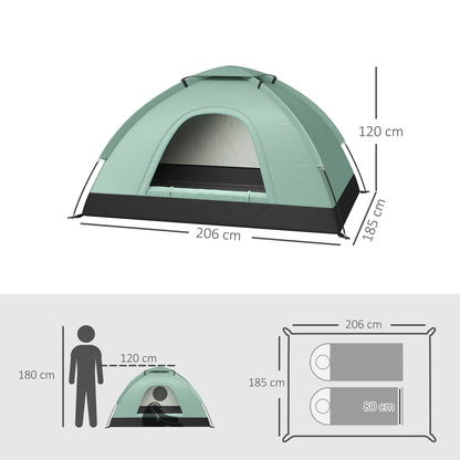 2-Person Camping Tent, Camouflage Dome Tent Lightweight Ventilated Easy to Assemble with Zippered Doors, Storage Pocket, Carry Bag Included Oxford dimensions 206L x 185W x 120H cm