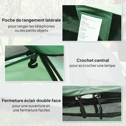 2-Person Camping Tent, Camouflage Dome Tent Lightweight Ventilated Easy to Assemble with Zippered Doors, Storage Pocket, Carry Bag Included Oxford dimensions 206L x 185W x 120H cm