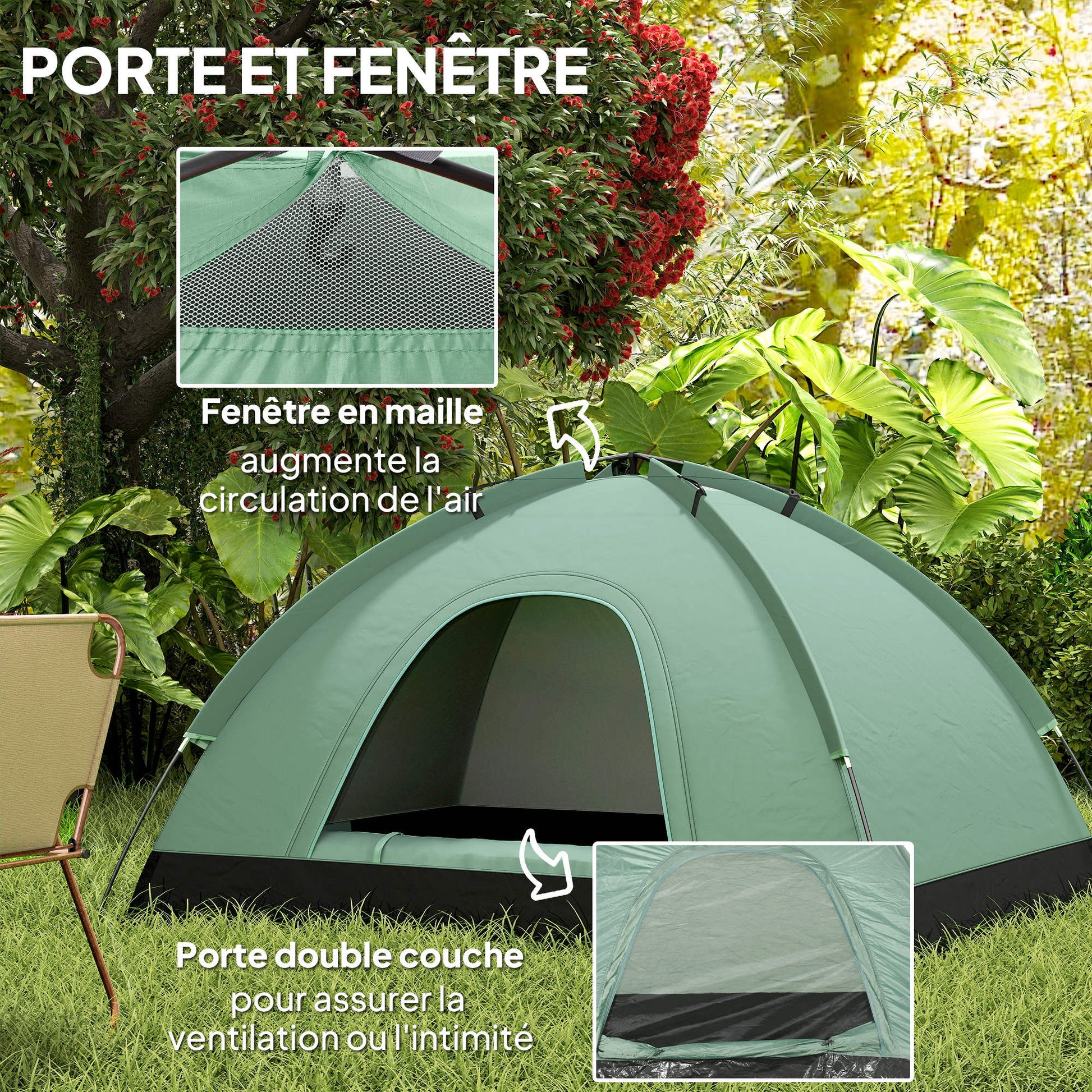 2-Person Camping Tent, Camouflage Dome Tent Lightweight Ventilated Easy to Assemble with Zippered Doors, Storage Pocket, Carry Bag Included Oxford dimensions 206L x 185W x 120H cm