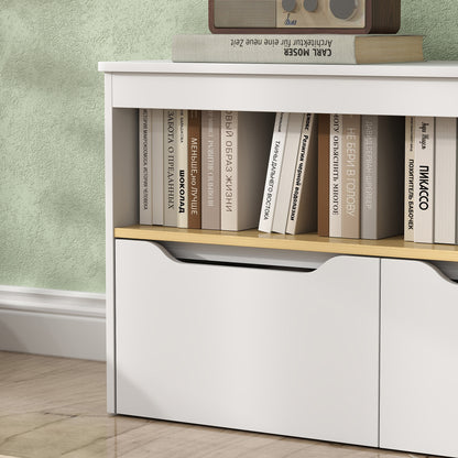 Children's Toy Shelf Bookcase with 2 Drawers and Compartment for Living Room Bedroom Playroom 80x30x45 cm White