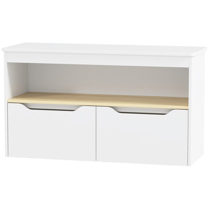 Children's Toy Shelf Bookcase with 2 Drawers and Compartment for Living Room Bedroom Playroom 80x30x45 cm White