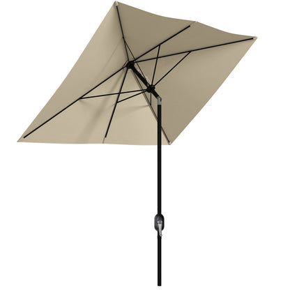 6.6 x 9.8 ft (2 x 3 m) Rectangular Tilt Patio Umbrella with Crank, 180 GSM Water-Resistant Polyester — Cream
