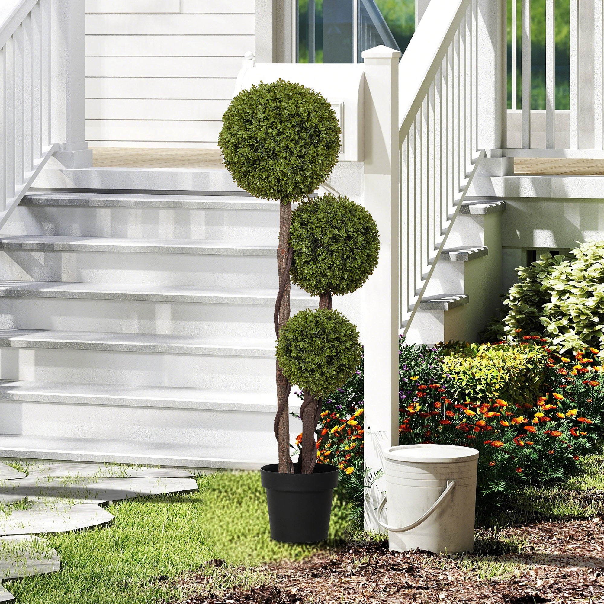 Artificial Boxwood, 115 cm Houseplant, Artificial Plant in Pot, Decorative Plant, Decorative Plants for Home, Office, Hallway, Garden, Green