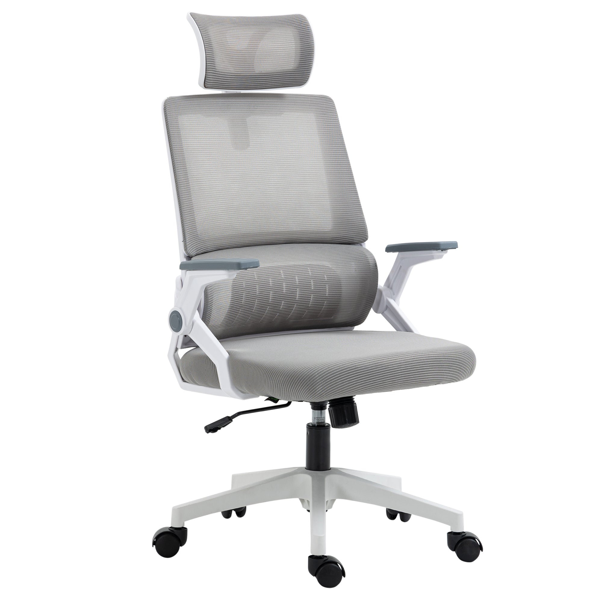 Office Chair Ergonomic, Desk Chair with Adjustable Headrest, Adjustable Armrest Computer Chair Swivel Chair with Rocking Function, Lumbar Support, Mesh, Gray