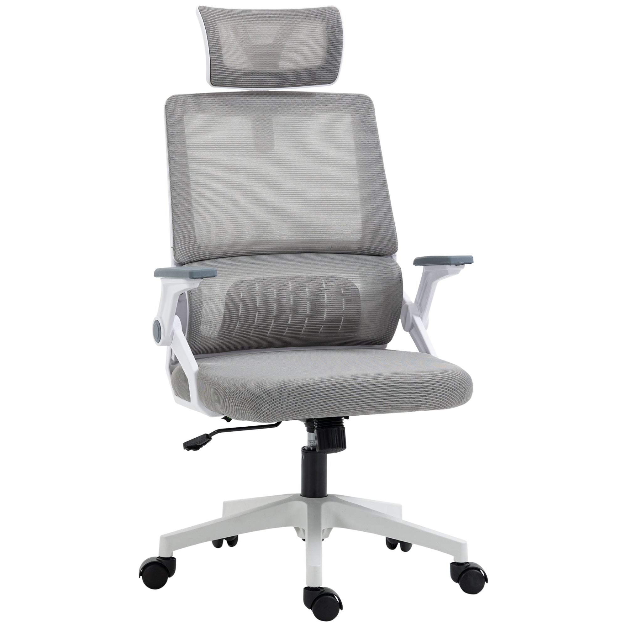 Office Chair Ergonomic, Desk Chair with Adjustable Headrest, Adjustable Armrest Computer Chair Swivel Chair with Rocking Function, Lumbar Support, Mesh, Gray