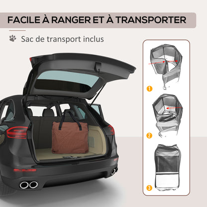 Foldable octagonal playpen for cats and small animals in Oxford fabric and steel - dim. Ø 90 x 41H cm - beige brown