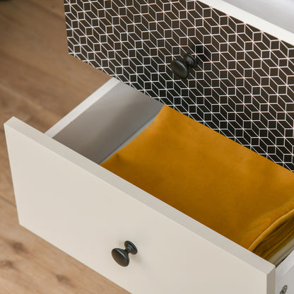 Geometric Pattern 5-Drawer Dresser, Modern Furniture for Bedroom and Entrance, 40x40x111.5cm Black Gray