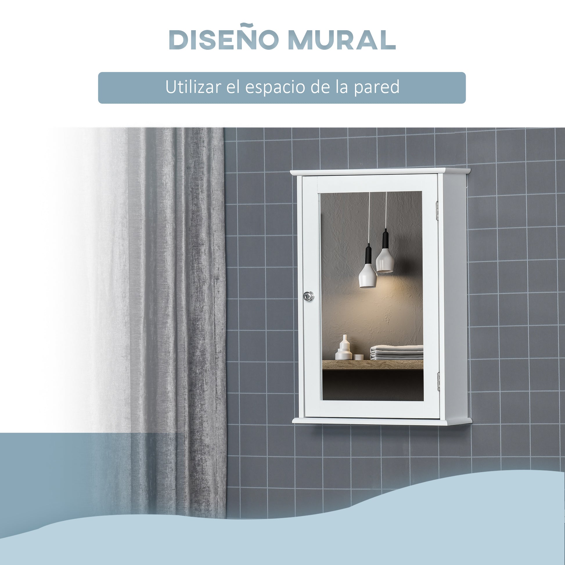 Bathroom Cabinet with Mirror Bathroom Mirror Cabinet with 1 Storage Shelf Modern Style Bathroom Furniture 41x14x60 cm White