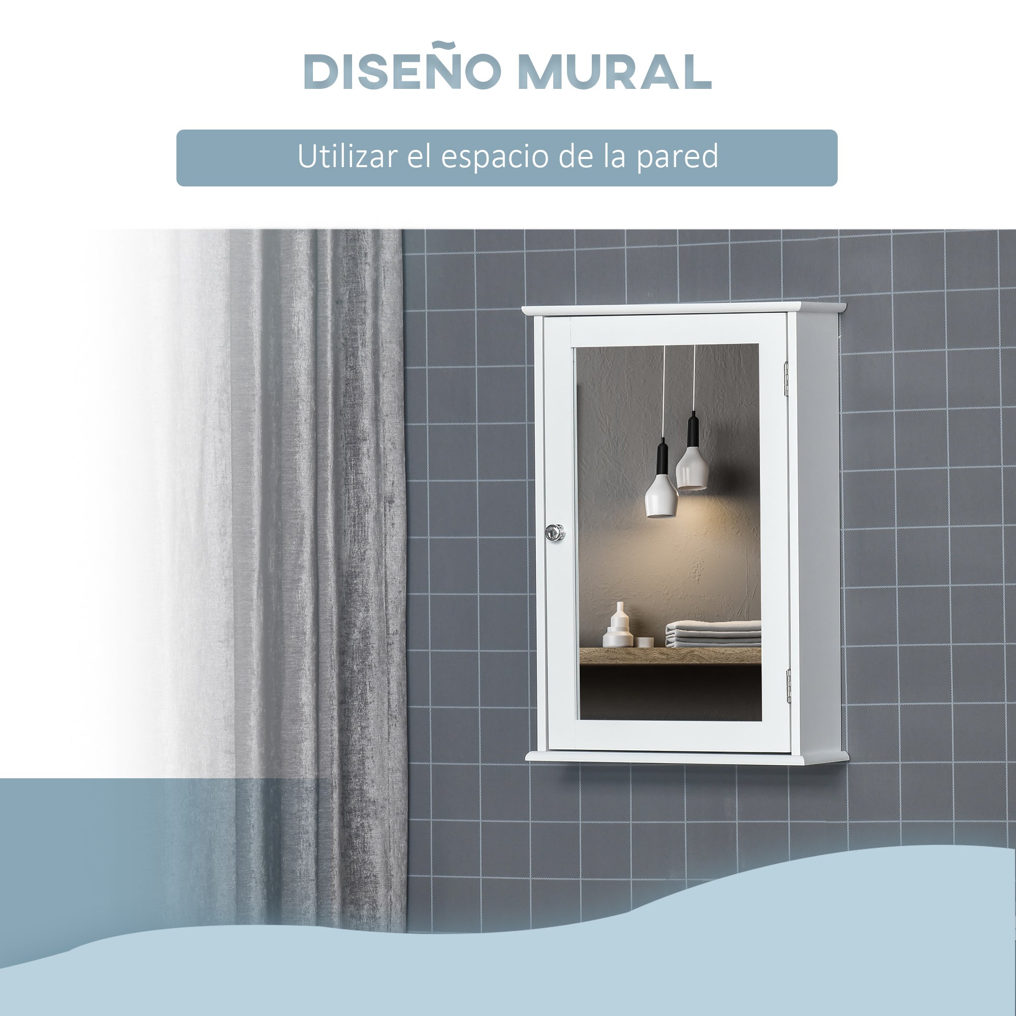 Bathroom Cabinet with Mirror Bathroom Mirror Cabinet with 1 Storage Shelf Modern Style Bathroom Furniture 41x14x60 cm White