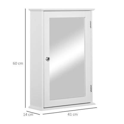 Bathroom Cabinet with Mirror Bathroom Mirror Cabinet with 1 Storage Shelf Modern Style Bathroom Furniture 41x14x60 cm White