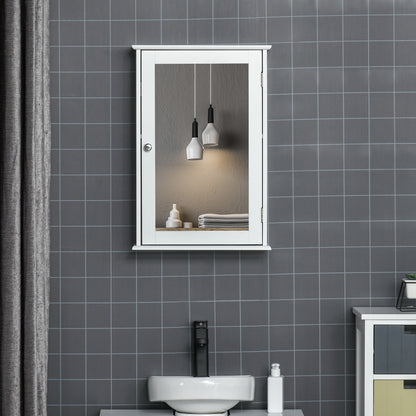 Bathroom Cabinet with Mirror Bathroom Mirror Cabinet with 1 Storage Shelf Modern Style Bathroom Furniture 41x14x60 cm White