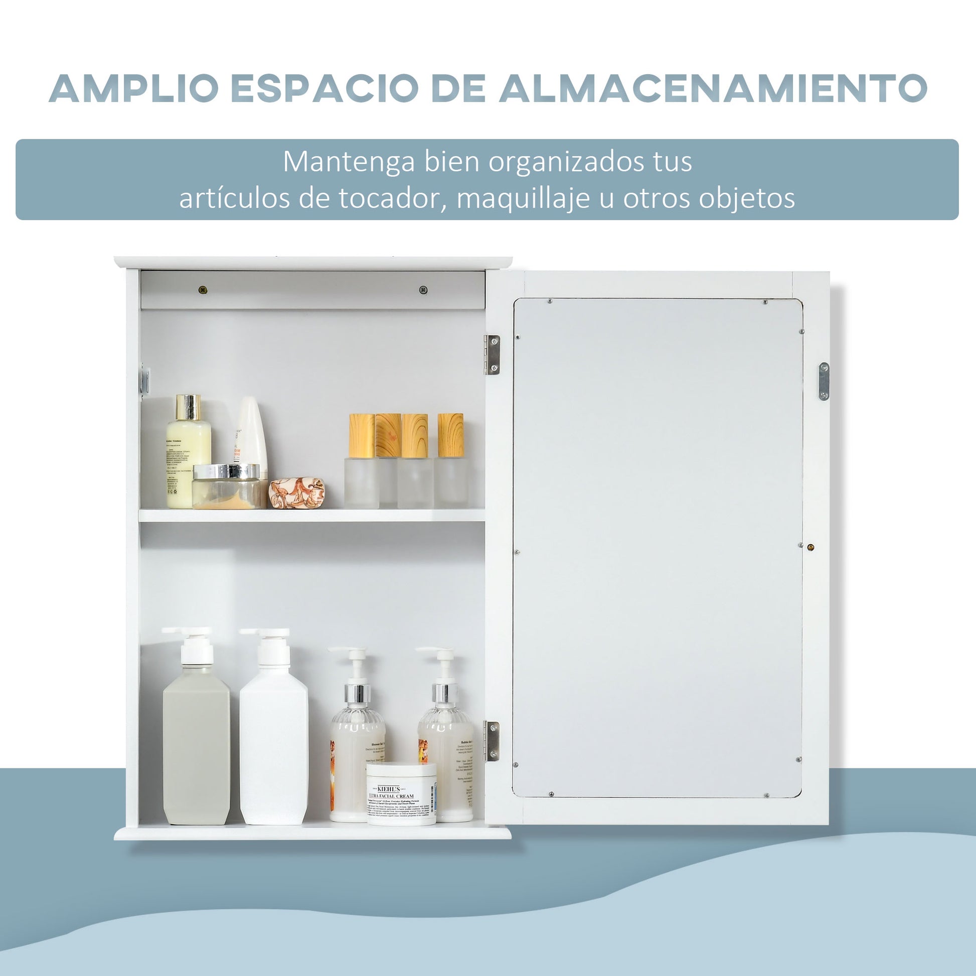 Bathroom Cabinet with Mirror Bathroom Mirror Cabinet with 1 Storage Shelf Modern Style Bathroom Furniture 41x14x60 cm White