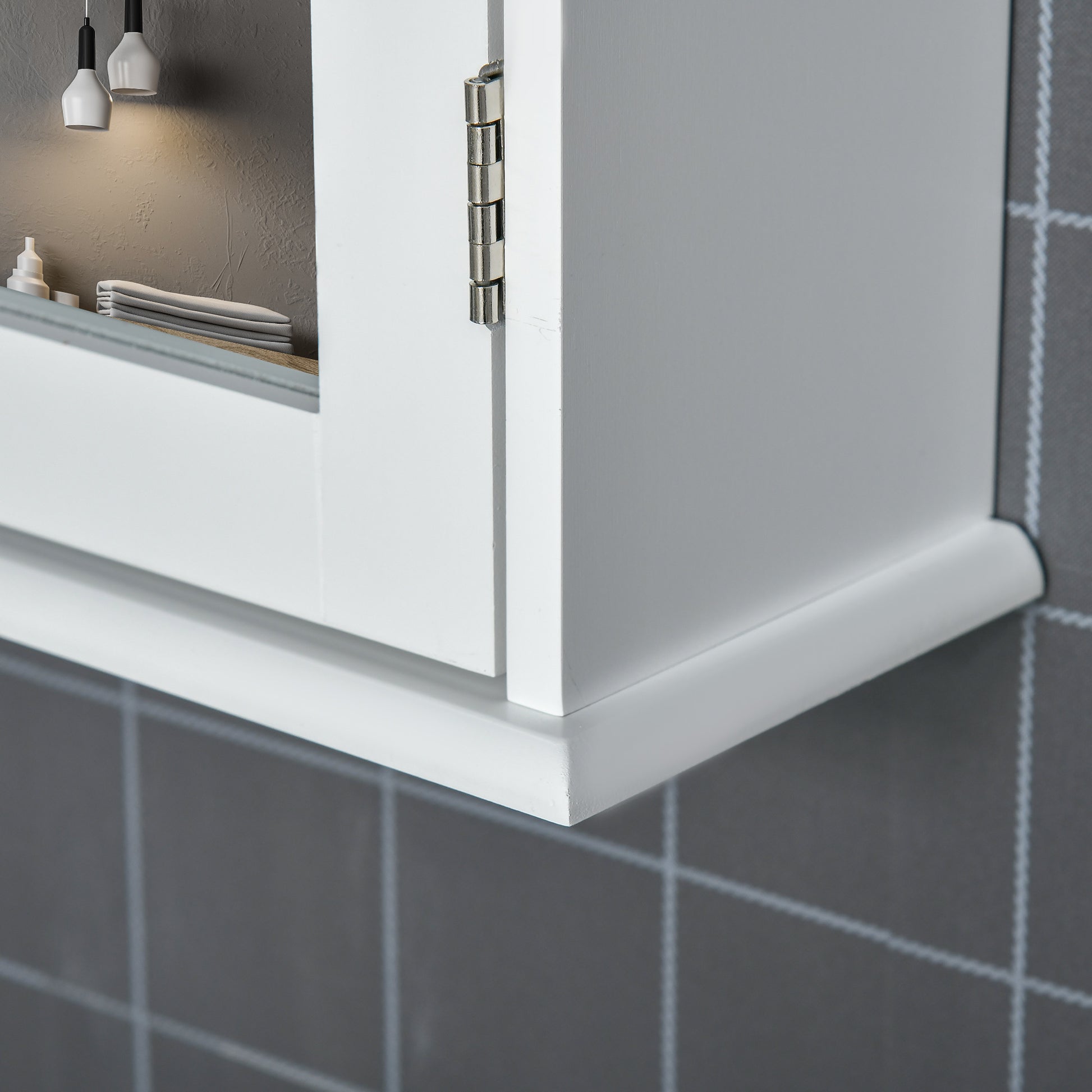 Bathroom Cabinet with Mirror Bathroom Mirror Cabinet with 1 Storage Shelf Modern Style Bathroom Furniture 41x14x60 cm White