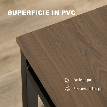 5-Piece Dining Set with 1 Rectangular Table 100x63x76.5 cm and 4 Chairs 45x40x82 cm, in Metal and MDF, Black and Brown