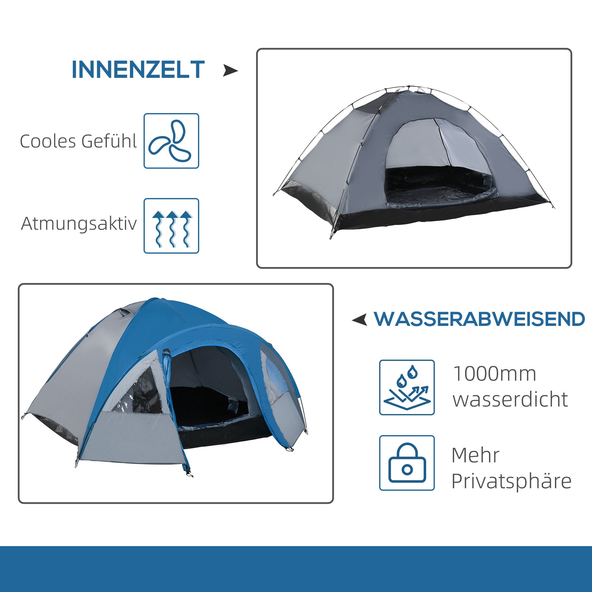 Camping Tent for 4 Persons Lightweight Dome Tent with Windows, Carrying Bag, Groundsheet, Family Tent with 1000mm Water Column Tent for Travel Trekking Camping Garden