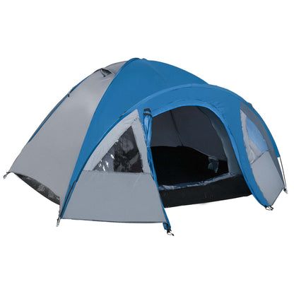 Camping Tent for 4 Persons Lightweight Dome Tent with Windows, Carrying Bag, Groundsheet, Family Tent with 1000mm Water Column Tent for Travel Trekking Camping Garden