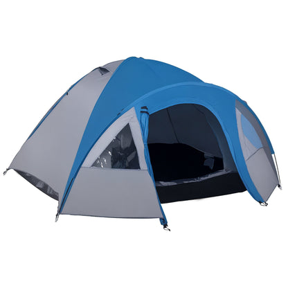 Camping Tent for 4 Persons Lightweight Dome Tent with Windows, Carrying Bag, Groundsheet, Family Tent with 1000mm Water Column Tent for Travel Trekking Camping Garden