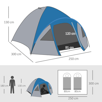 Camping Tent for 4 Persons Lightweight Dome Tent with Windows, Carrying Bag, Groundsheet, Family Tent with 1000mm Water Column Tent for Travel Trekking Camping Garden