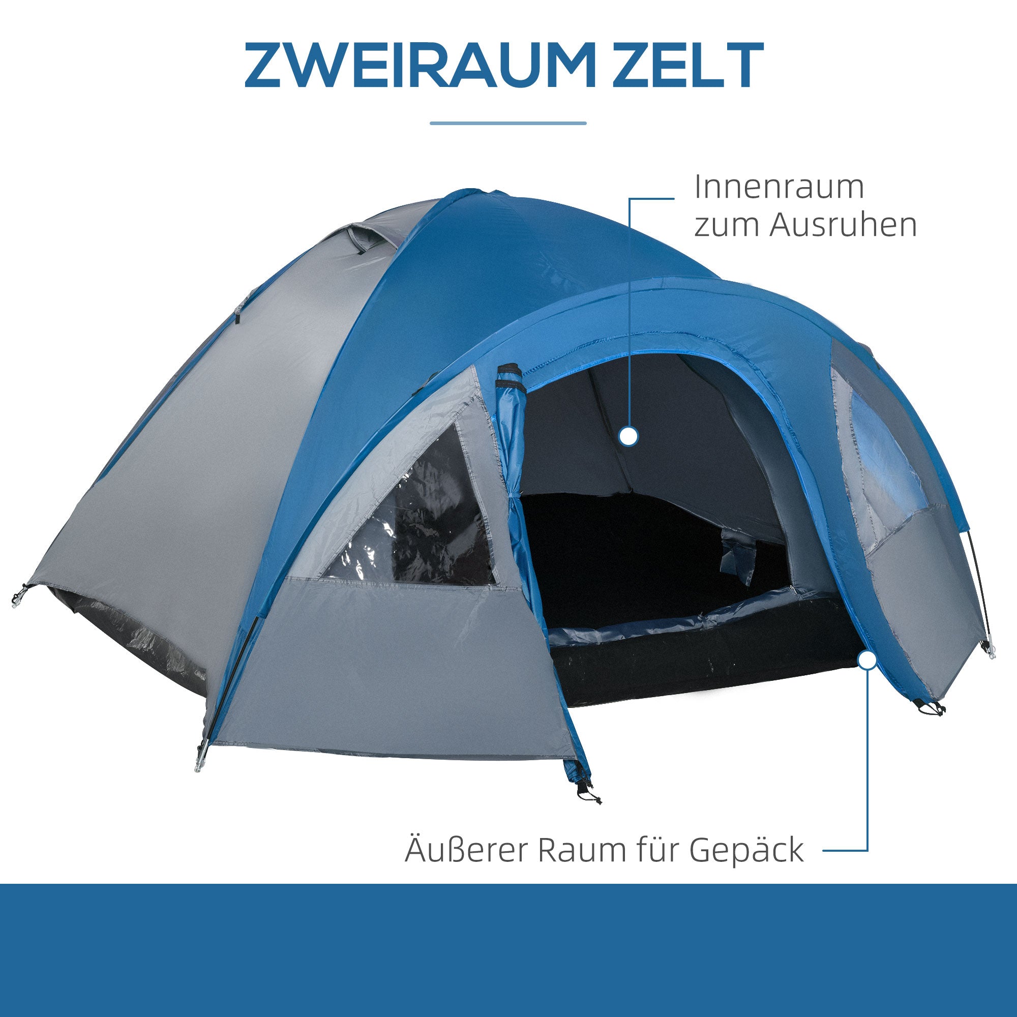 Camping Tent for 4 Persons Lightweight Dome Tent with Windows, Carrying Bag, Groundsheet, Family Tent with 1000mm Water Column Tent for Travel Trekking Camping Garden