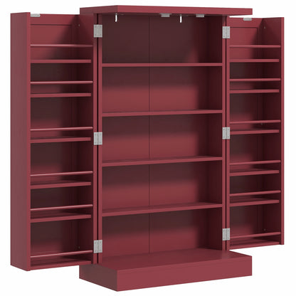 Kitchen Buffet Storage Cabinet Kitchen 12 Adjustable Shelf Door Shelves 60 x 30 x 104 cm for Living Room, Dining Room in Red Wood