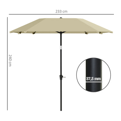 Sun Umbrella Ø233 cm, Umbrella with Tilt Function, Octagonal Balcony Umbrella Beach Umbrella Windproof Stable Market Umbrella Crank Umbrella Sun Protection for Beach Balcony Terrace Garden, Beige