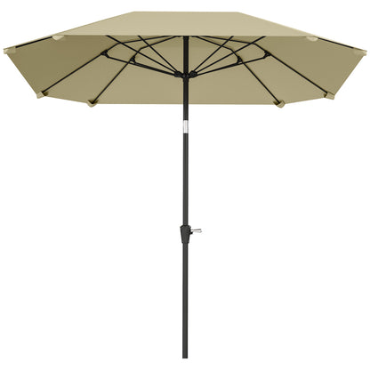 Sun Umbrella Ø233 cm, Umbrella with Tilt Function, Octagonal Balcony Umbrella Beach Umbrella Windproof Stable Market Umbrella Crank Umbrella Sun Protection for Beach Balcony Terrace Garden, Beige