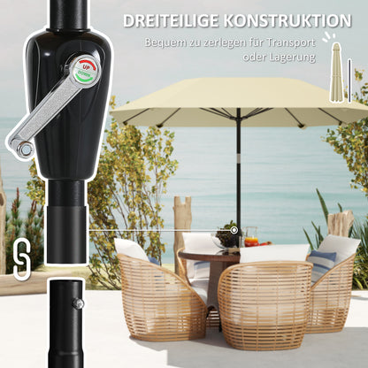 Sun Umbrella Ø233 cm, Umbrella with Tilt Function, Octagonal Balcony Umbrella Beach Umbrella Windproof Stable Market Umbrella Crank Umbrella Sun Protection for Beach Balcony Terrace Garden, Beige