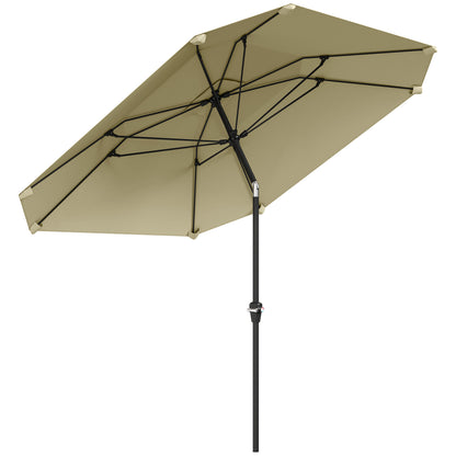 Sun Umbrella Ø233 cm, Umbrella with Tilt Function, Octagonal Balcony Umbrella Beach Umbrella Windproof Stable Market Umbrella Crank Umbrella Sun Protection for Beach Balcony Terrace Garden, Beige